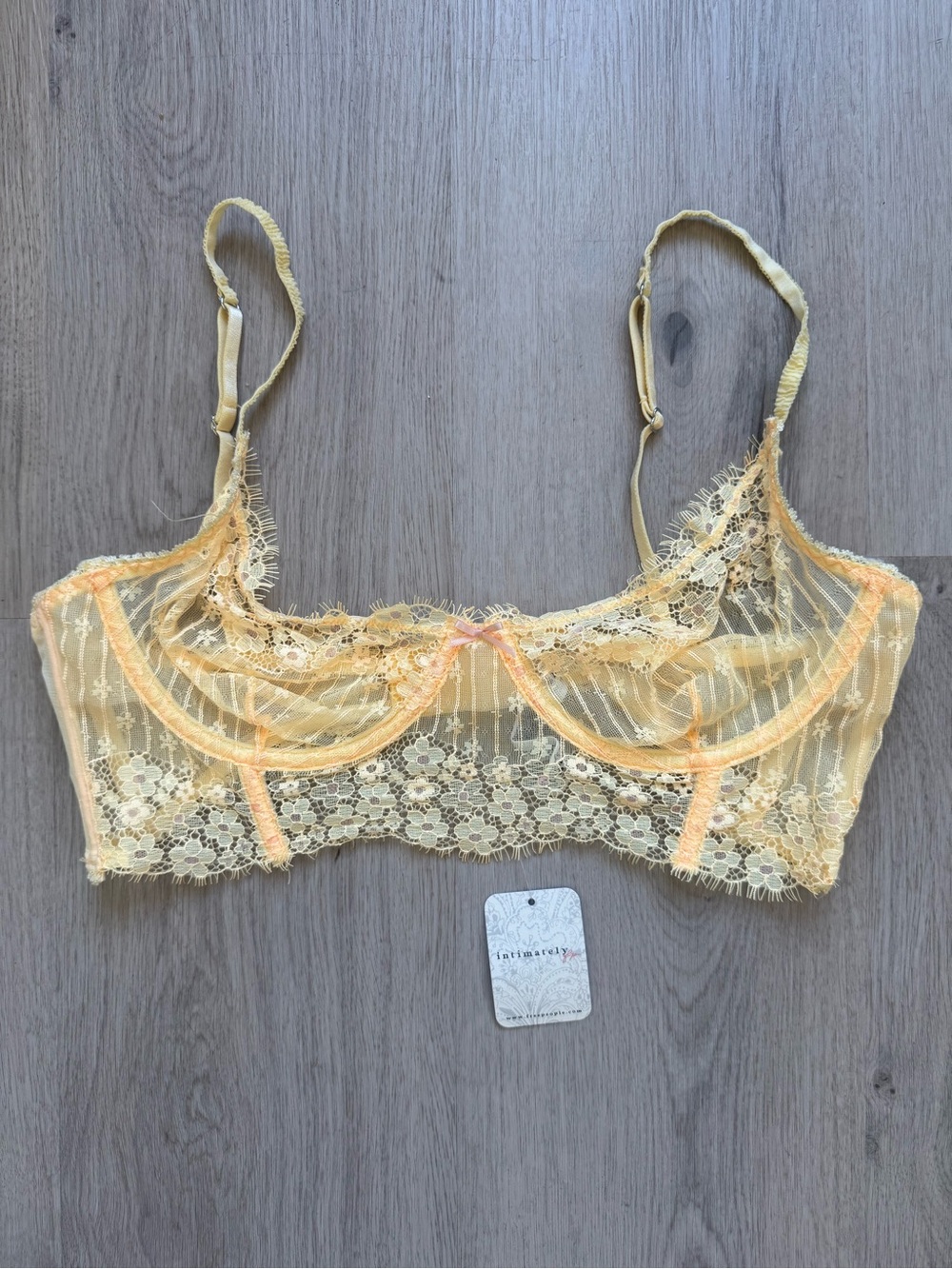 NWT Free People Daisies for Days Yellow Lace Corset Underwire Bra Size 36C